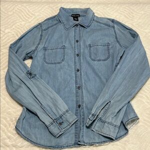 Wet Seal Y2K Chambray Button Down Shirt Lace Back Size M